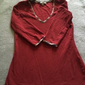 Burberry Red V-Neck Tunic Top